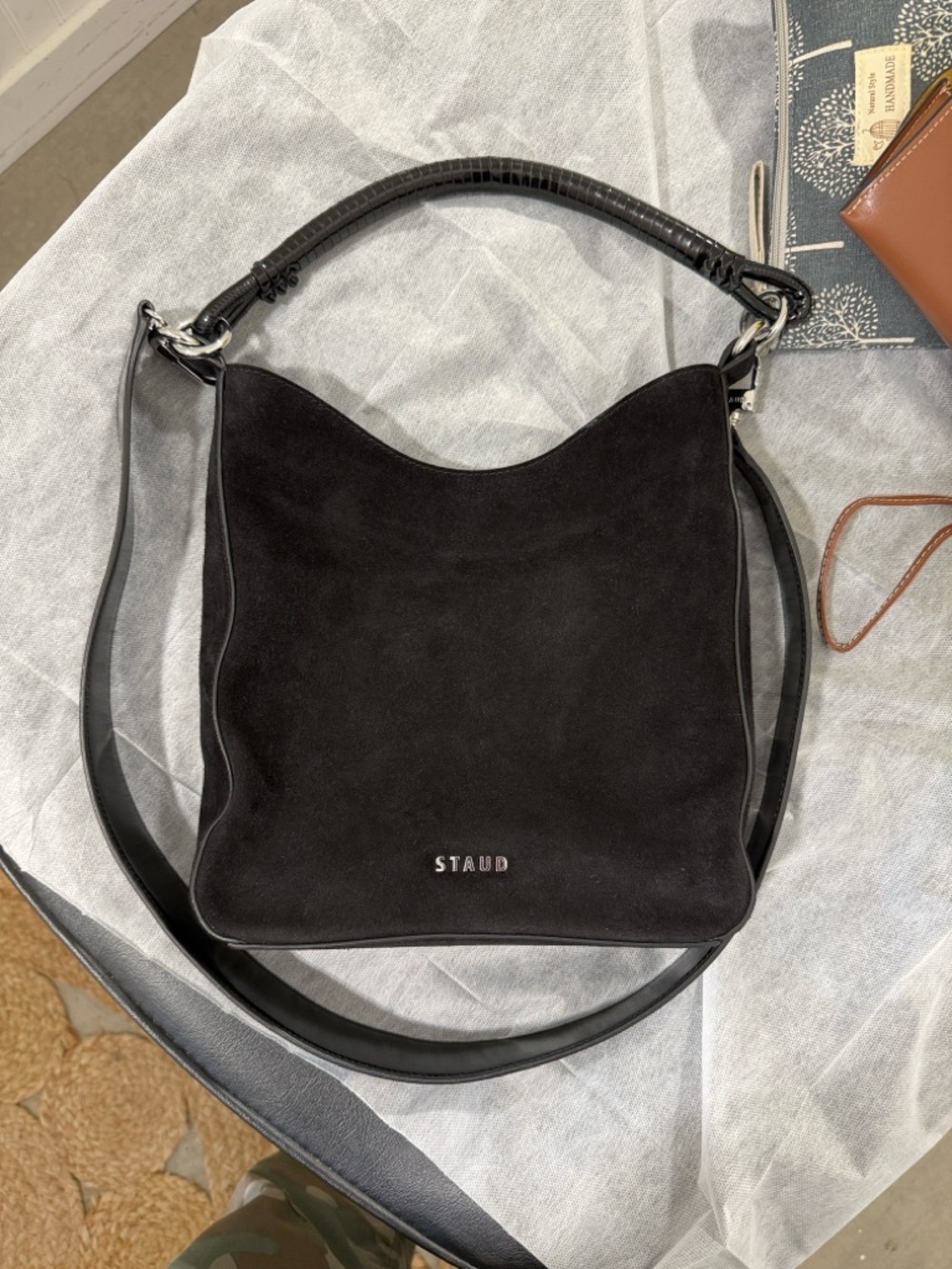STAUD Mel Bag in Black Suede - Picture 1 of 6